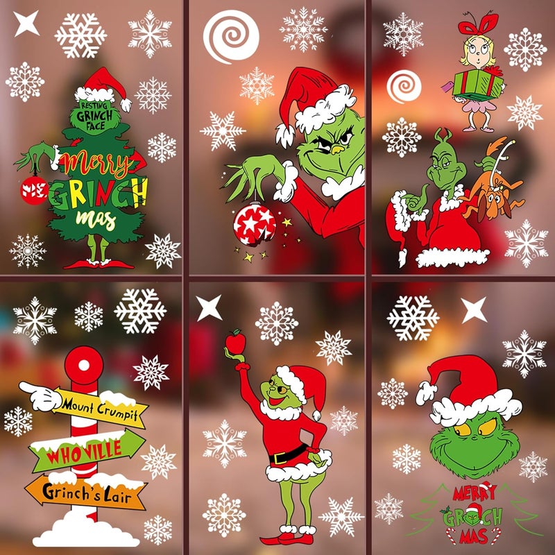 i-Beeboo Christmas Window Clings Decorations for Glass Windows Winter Stickers Snowflakes Christmas Decorations Christmas Window Stickers for Holiday Window Clings Winter Decorations 10 Sheet - Image 1